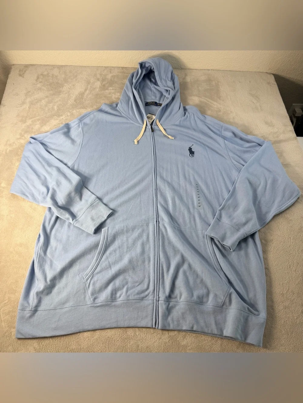 Polo Ralph Lauren Light Blue Full Zip Hoodie Mens 3XLT Big & Tall Sweatshirt